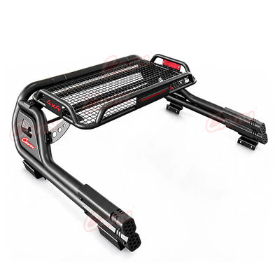 buy Μαύρο Ματ Ατσάλινο Roll Bar Sport Universal 4x4 Pickup Truck Roll Bar Με Φώτα Φρένων LED Χώρου Αποσκευών για Revo 2015 online manufacture